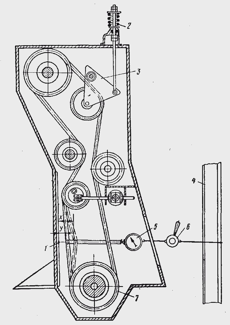 Схема приводной цепи и натяжное устройство